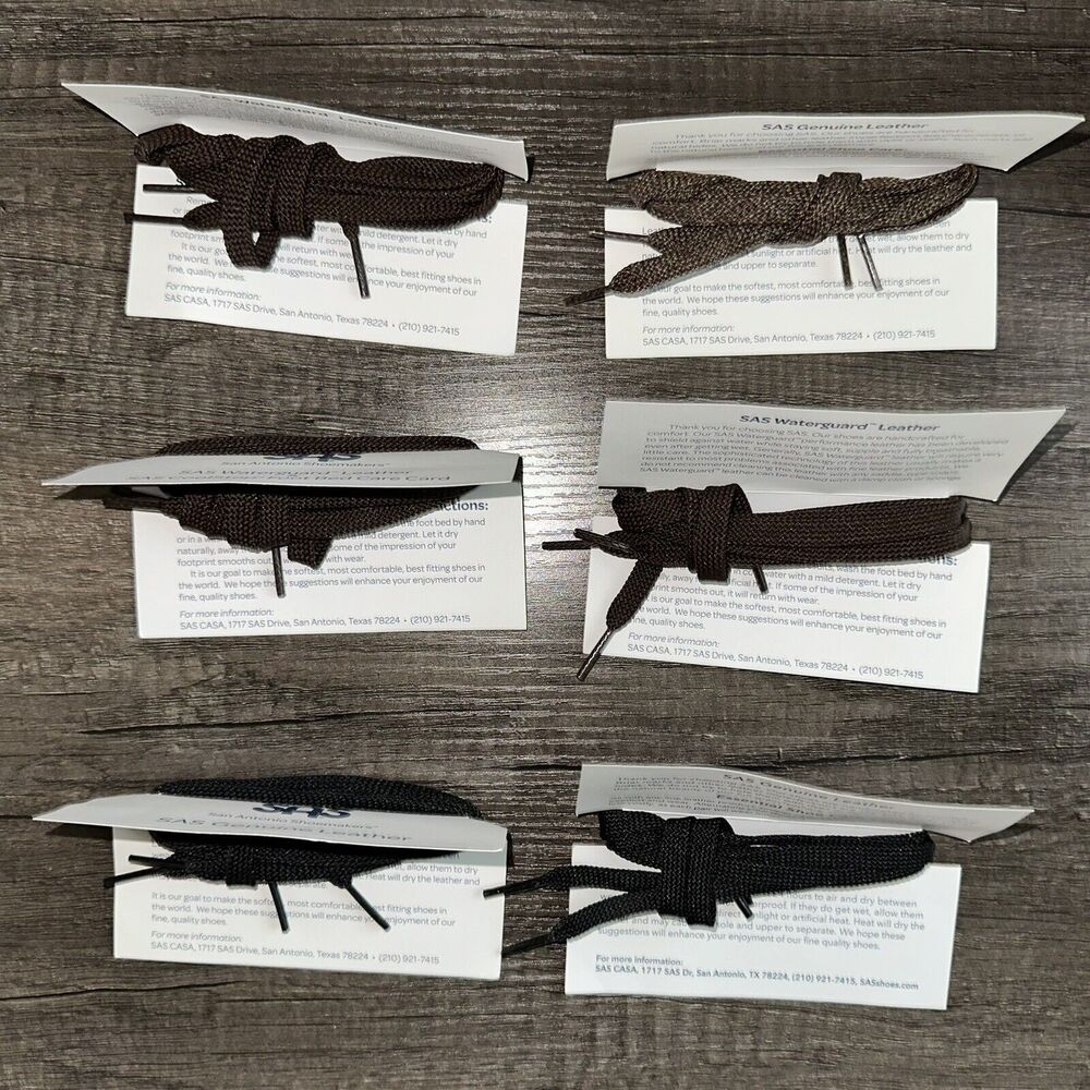 Lot Of 6 SAS‎ Shoes Genuine Replacement Shoe Laces Mixed Colors Brown & Black